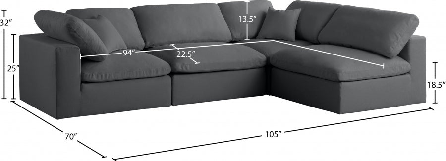 Sectionnel réversible rembourré en duvet modulaire standard en velours pelucheux confortable comme un nuage