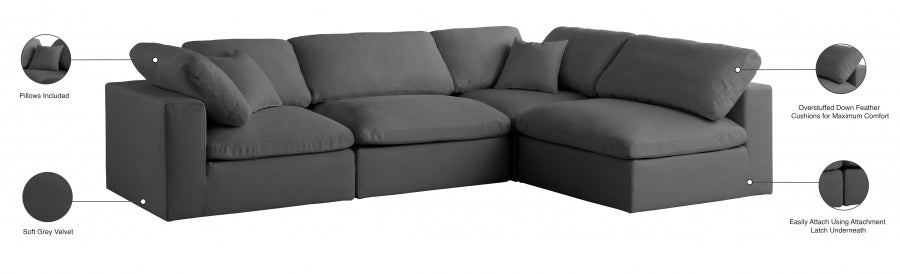 Sectionnel réversible rembourré en duvet modulaire standard en velours pelucheux confortable comme un nuage