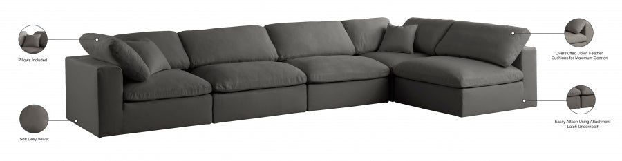 Sectionnel réversible rembourré en duvet modulaire standard en velours pelucheux confortable comme un nuage