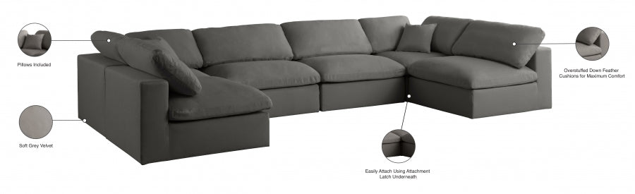 Sectionnel réversible rembourré en duvet modulaire standard en velours pelucheux confortable comme un nuage