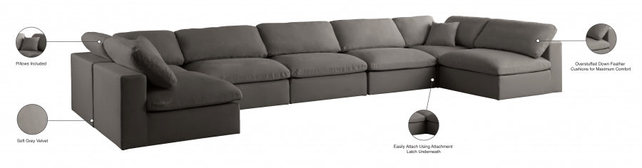 Sectionnel réversible rembourré en duvet modulaire standard en velours pelucheux confortable comme un nuage