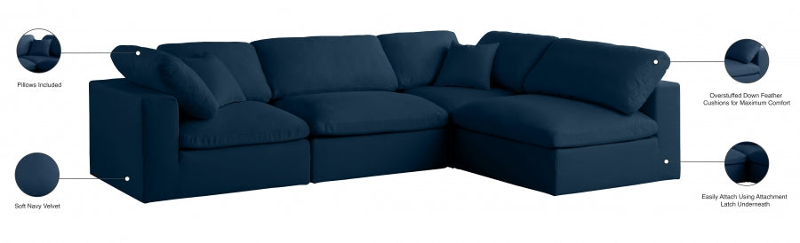 Sectionnel réversible rembourré en duvet modulaire standard en velours pelucheux confortable comme un nuage