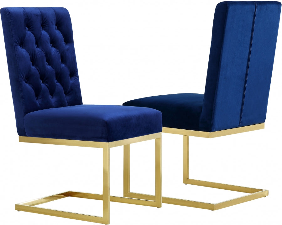 Chaise de salle à manger en velours Cameron