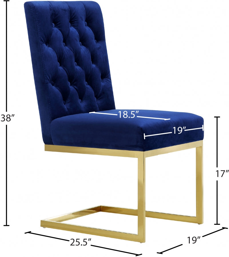 Chaise de salle à manger en velours Cameron
