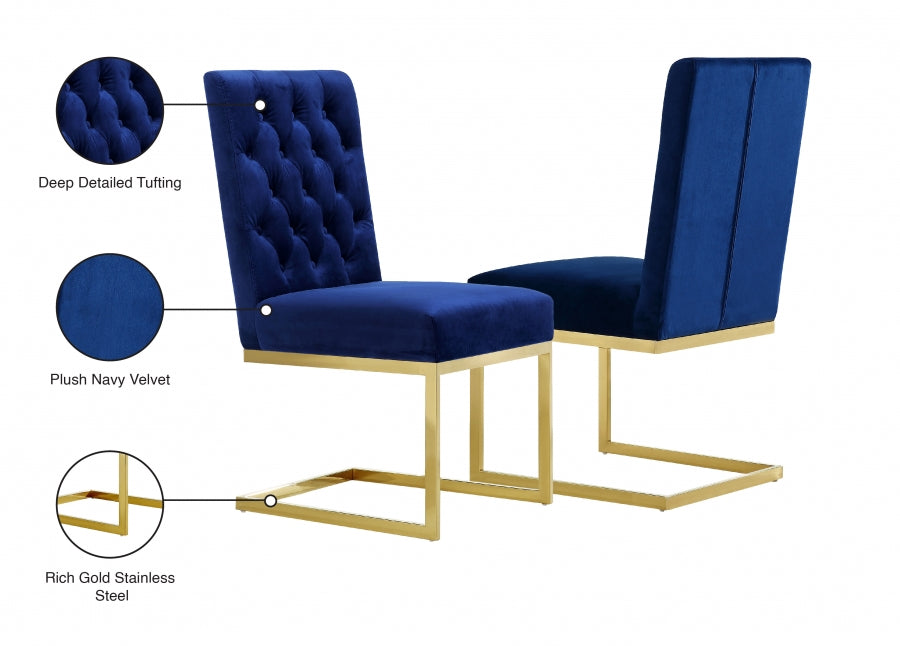 Chaise de salle à manger en velours Cameron