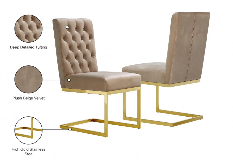 Chaise de salle à manger en velours Cameron