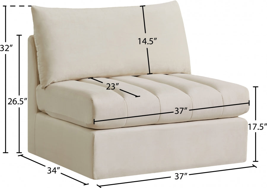 Chaise modulaire sans accoudoirs en velours Jacob