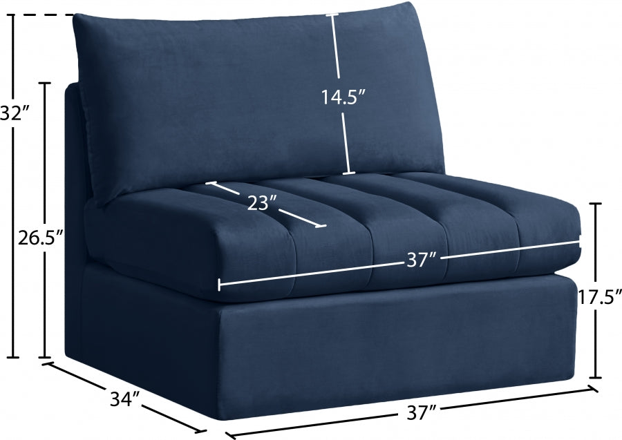 Chaise modulaire sans accoudoirs en velours Jacob