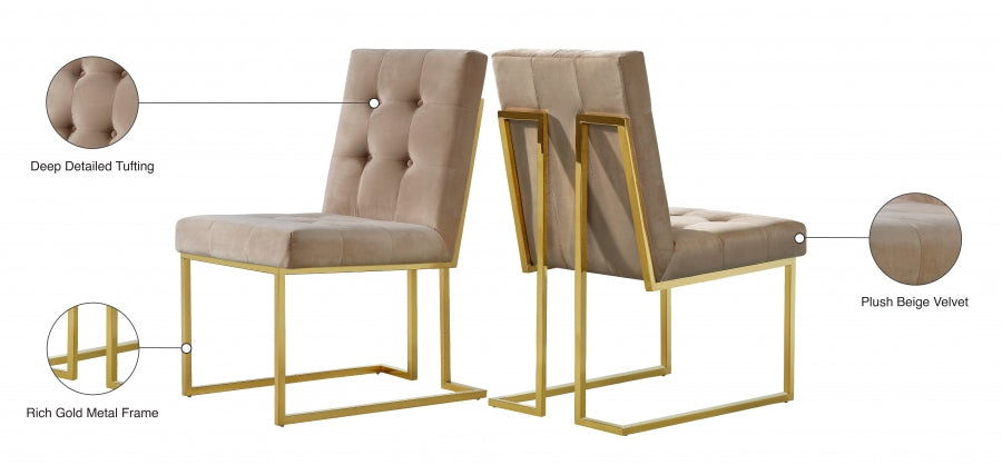 Chaise de salle à manger en velours Pierre