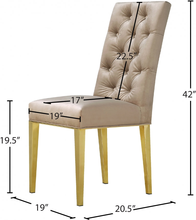 Chaise de salle à manger en velours Capri