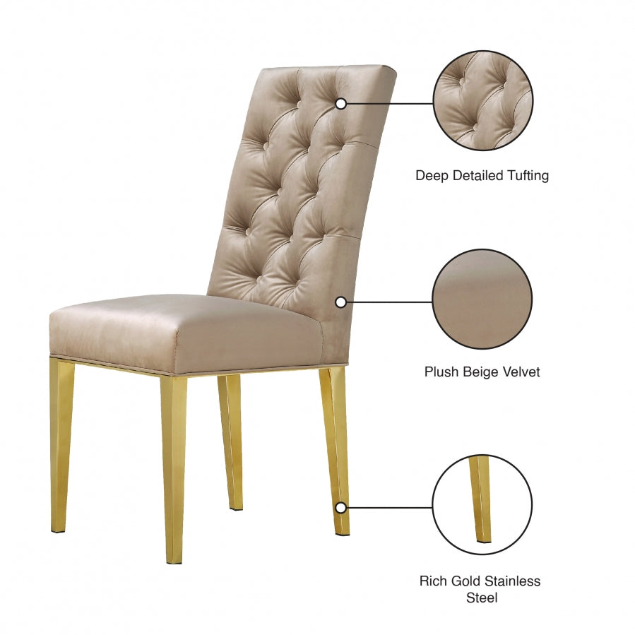 Chaise de salle à manger en velours Capri