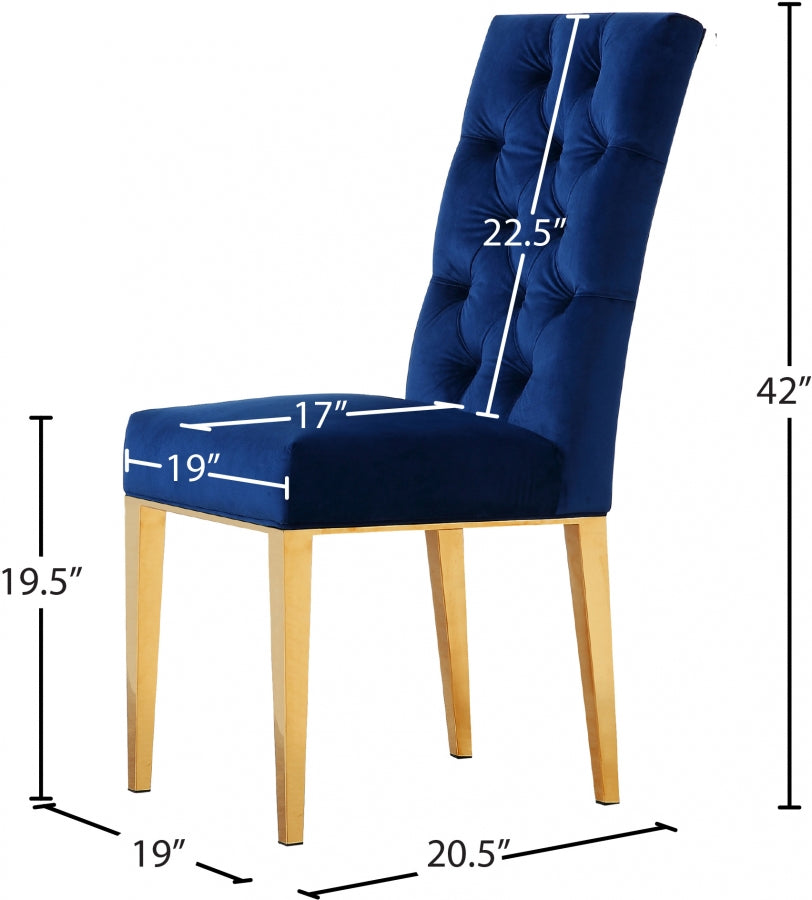 Chaise de salle à manger en velours Capri