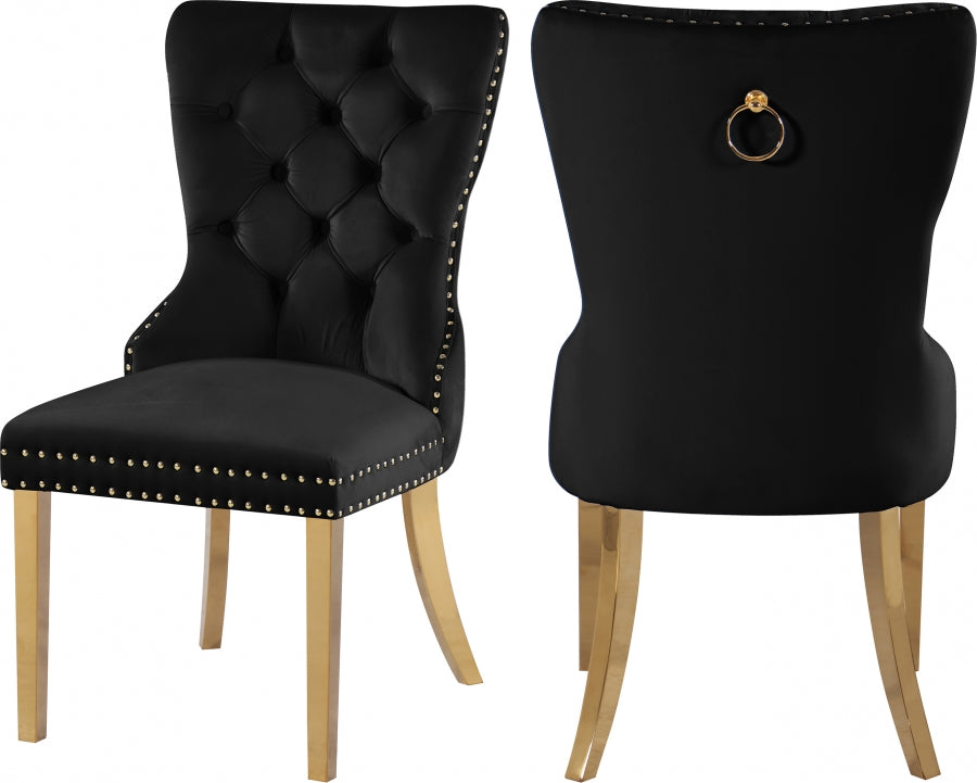 Chaise de salle à manger en velours Carmen
