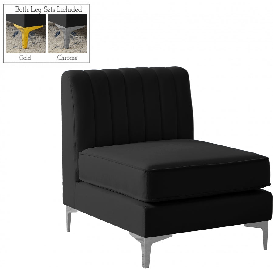 Chaise modulaire sans accoudoirs en velours Alina