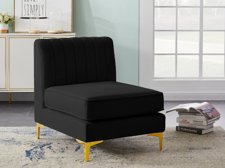 Chaise modulaire sans accoudoirs en velours Alina