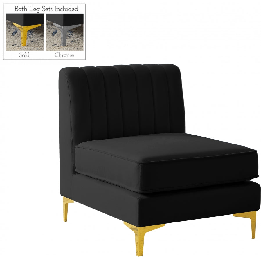 Chaise modulaire sans accoudoirs en velours Alina