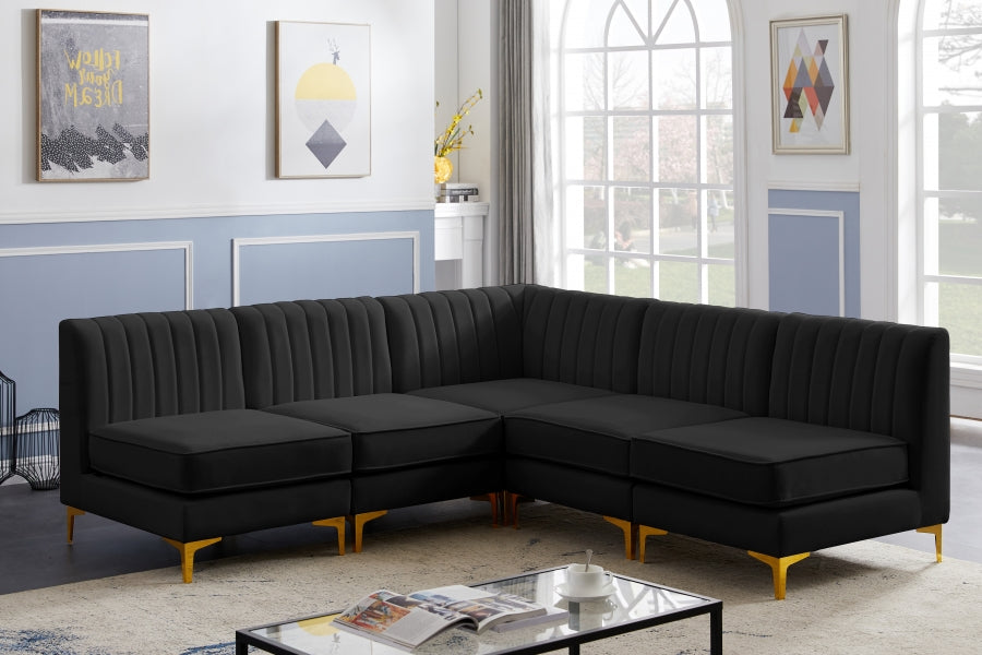 Sectionnel modulaire en velours Alina