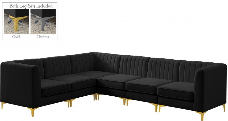 Sectionnel modulaire en velours Alina