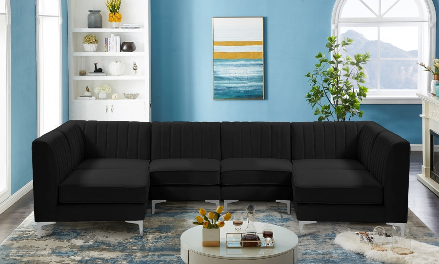 Sectionnel modulaire en velours Alina