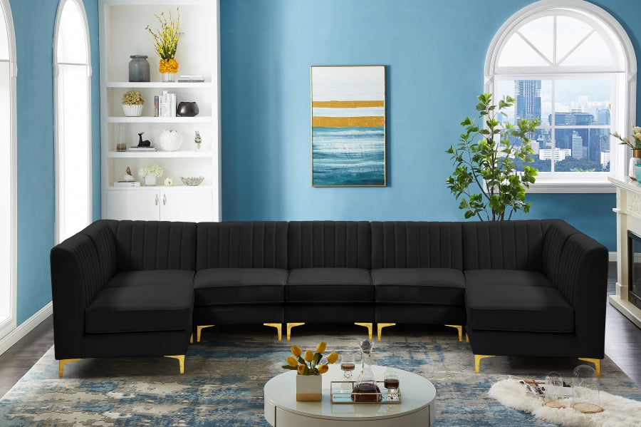Sectionnel modulaire en velours Alina