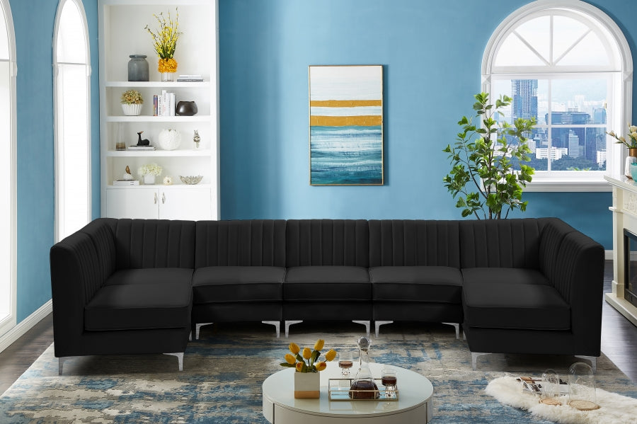 Sectionnel modulaire en velours Alina