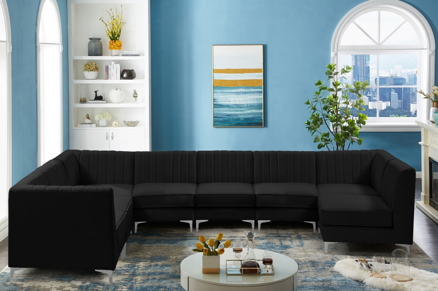 Sectionnel modulaire en velours Alina
