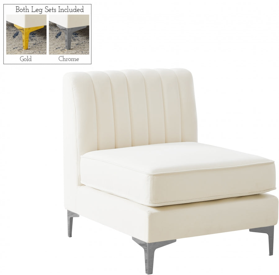 Chaise modulaire sans accoudoirs en velours Alina