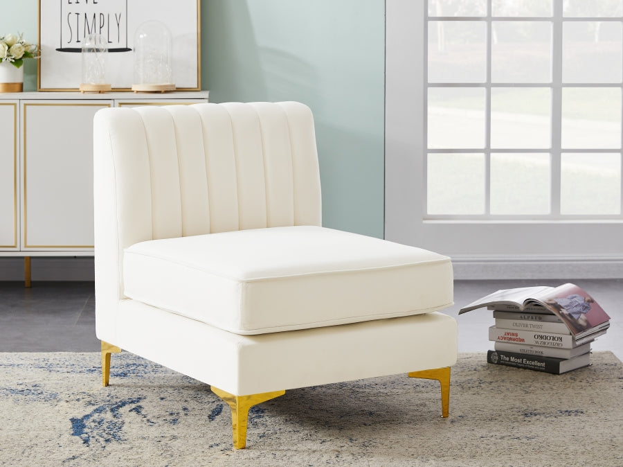 Chaise modulaire sans accoudoirs en velours Alina