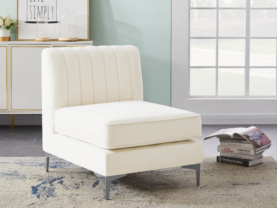 Chaise modulaire sans accoudoirs en velours Alina