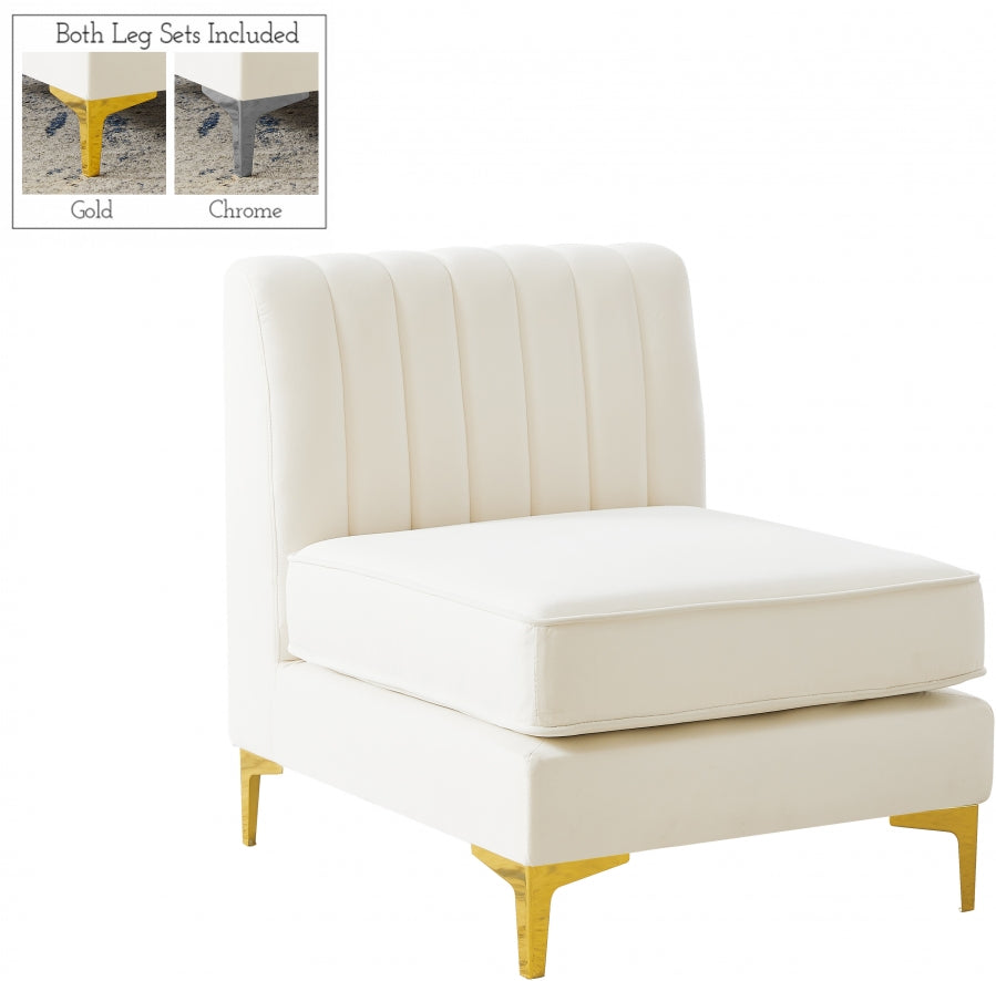 Chaise modulaire sans accoudoirs en velours Alina