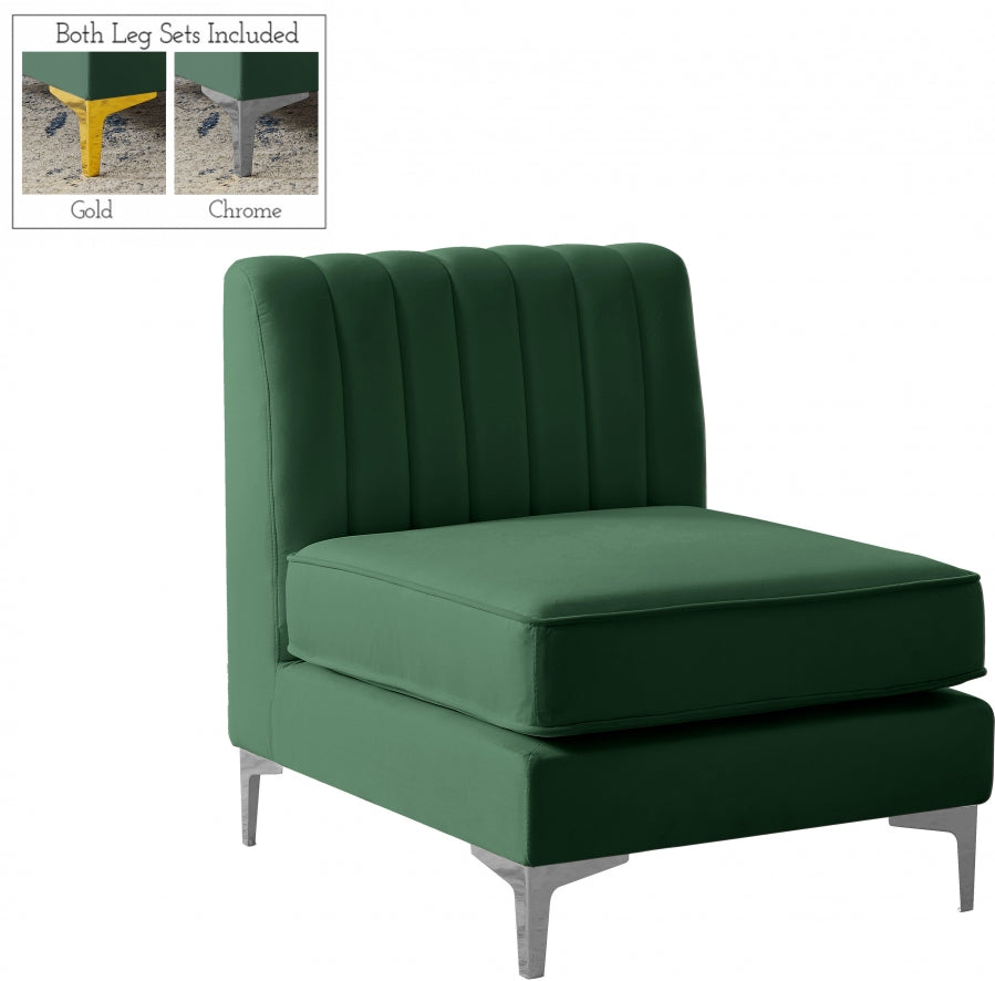 Chaise modulaire sans accoudoirs en velours Alina