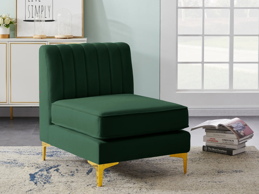 Chaise modulaire sans accoudoirs en velours Alina