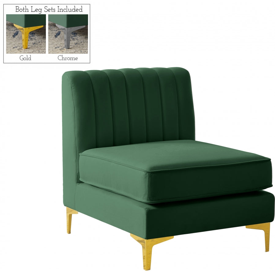 Chaise modulaire sans accoudoirs en velours Alina