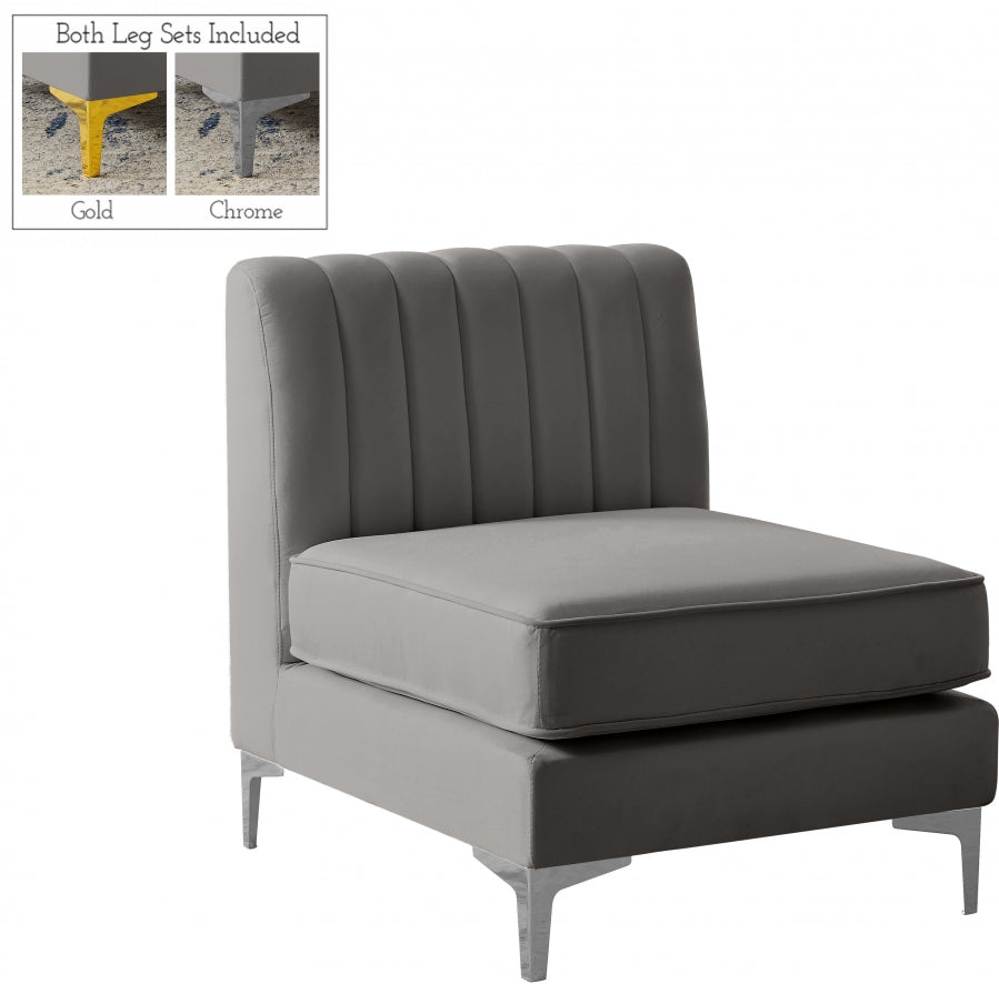 Chaise modulaire sans accoudoirs en velours Alina