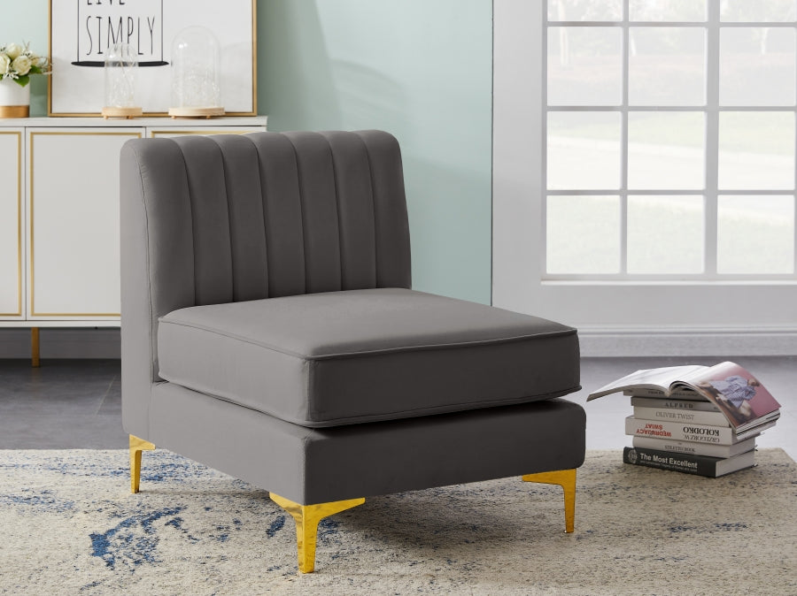 Chaise modulaire sans accoudoirs en velours Alina