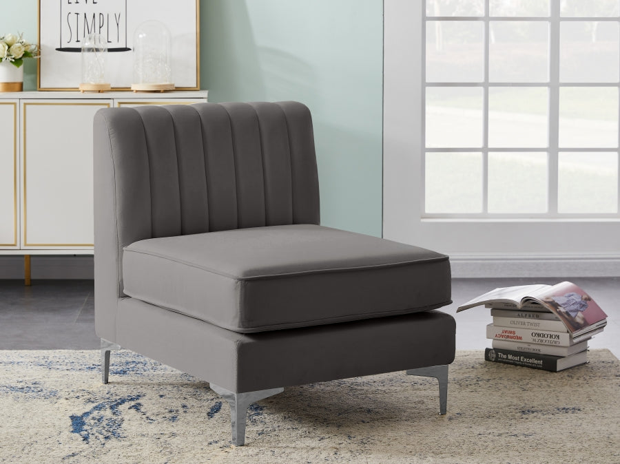 Chaise modulaire sans accoudoirs en velours Alina
