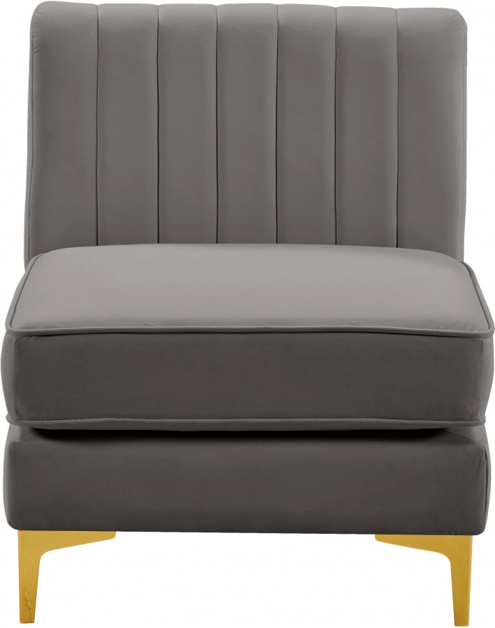 Chaise modulaire sans accoudoirs en velours Alina