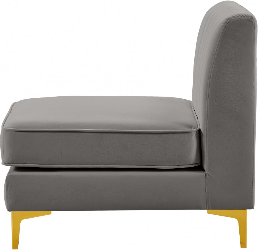 Chaise modulaire sans accoudoirs en velours Alina