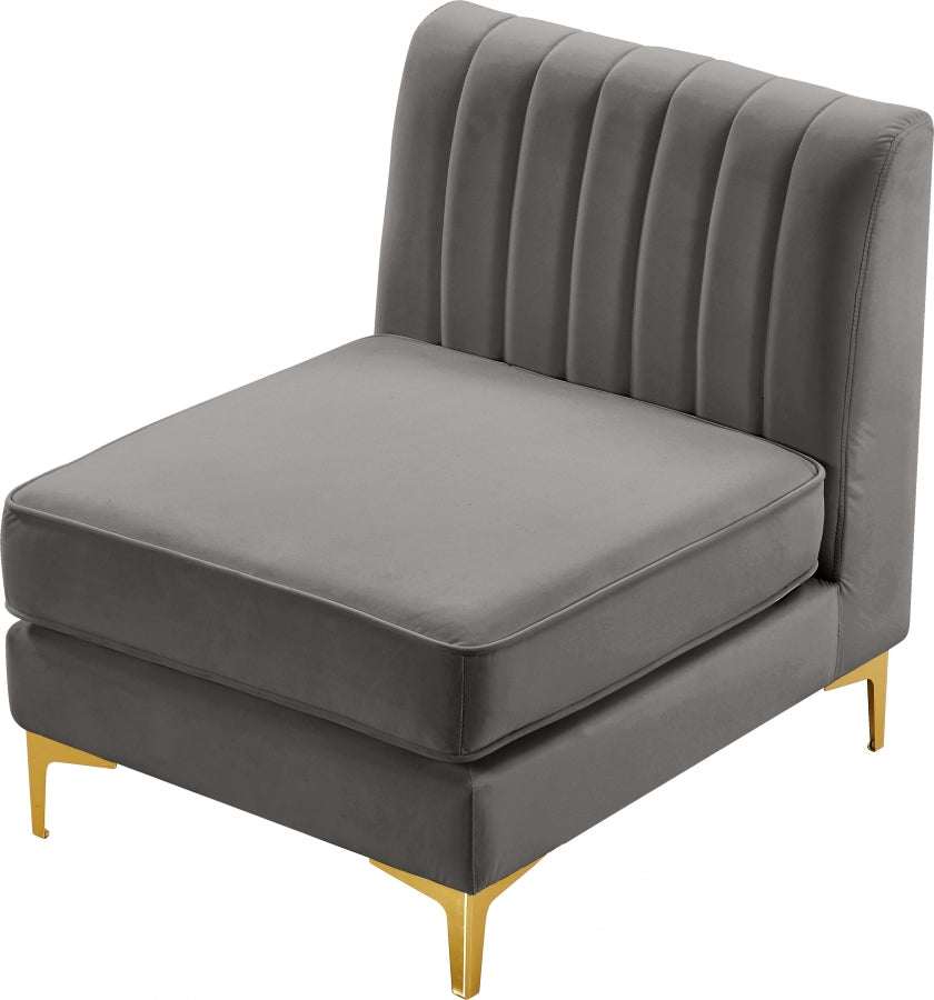 Chaise modulaire sans accoudoirs en velours Alina