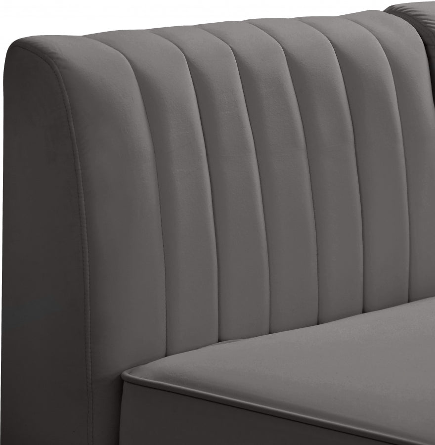 Chaise modulaire sans accoudoirs en velours Alina