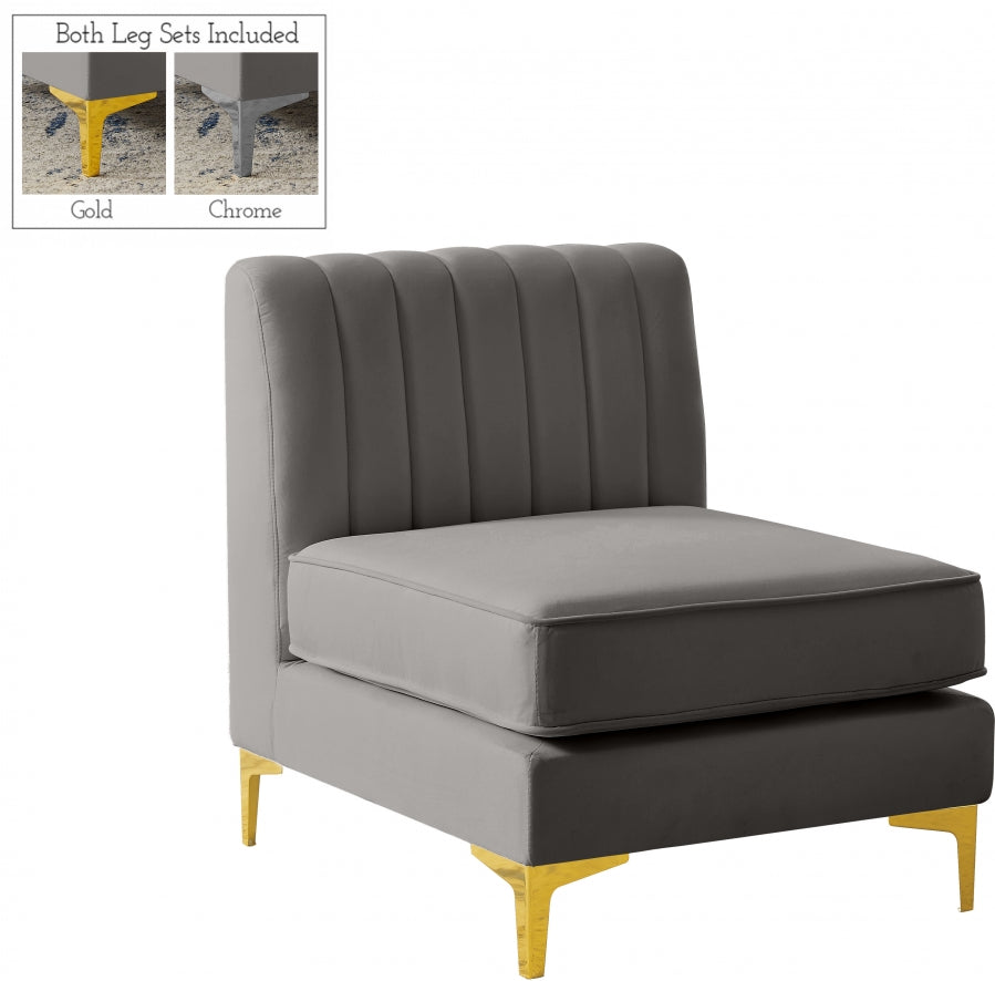 Chaise modulaire sans accoudoirs en velours Alina