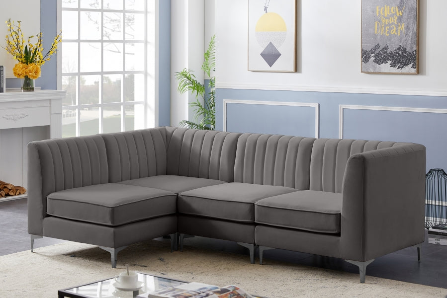 Sectionnel modulaire en velours Alina