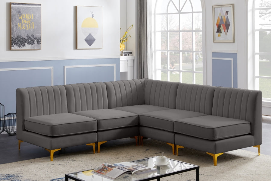 Sectionnel modulaire en velours Alina