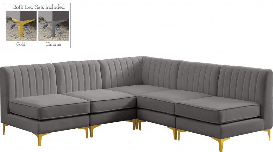 Sectionnel modulaire en velours Alina