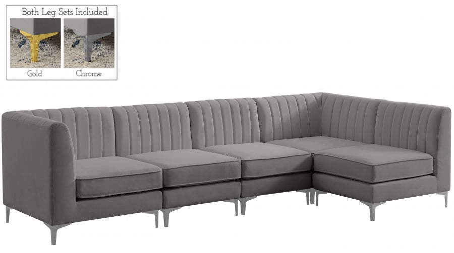 Sectionnel modulaire en velours Alina