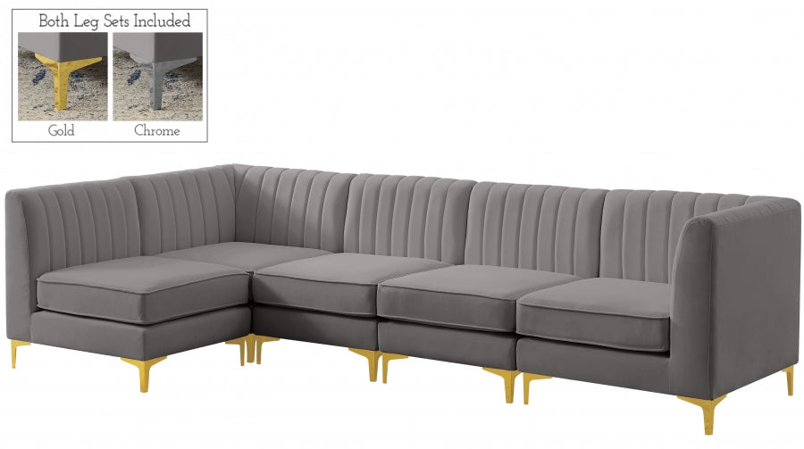 Sectionnel modulaire en velours Alina