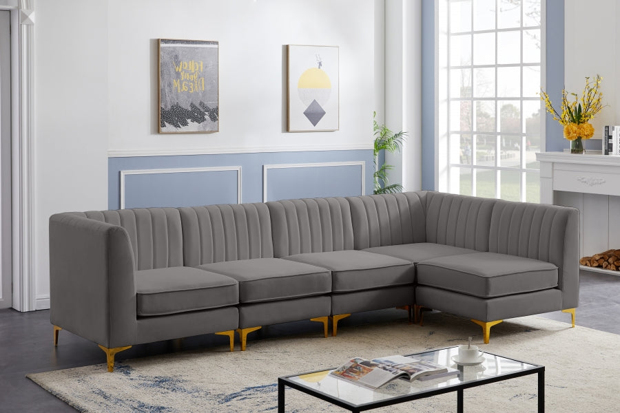 Sectionnel modulaire en velours Alina