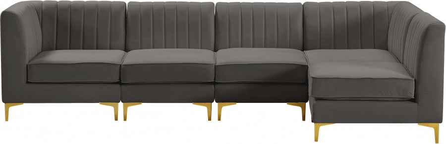 Sectionnel modulaire en velours Alina