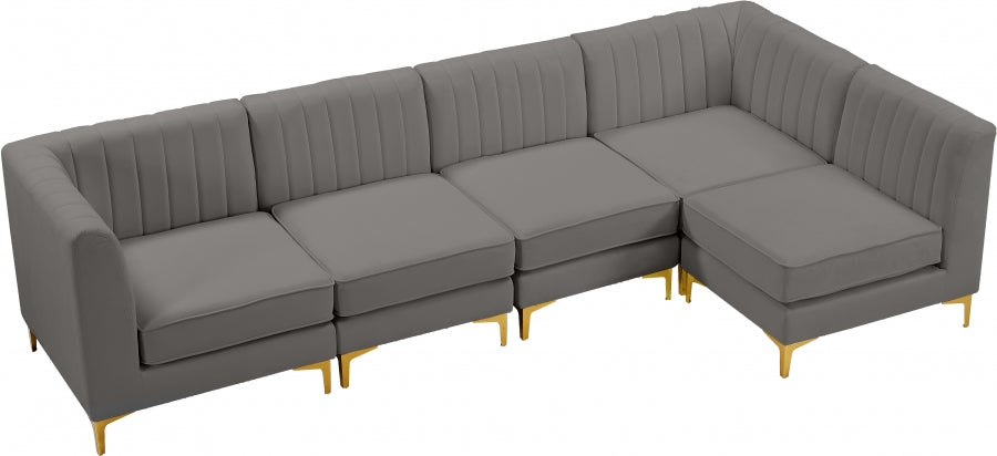 Sectionnel modulaire en velours Alina