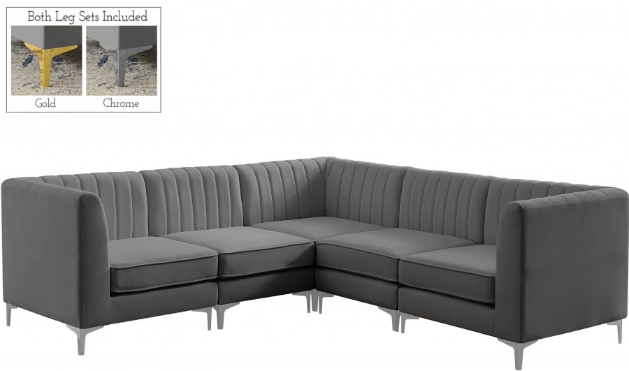 Sectionnel modulaire en velours Alina